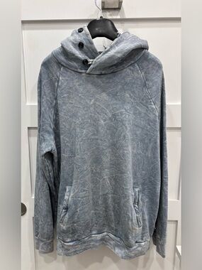 Sol Angeles Distressed Slate Blue Funnel-Neck Hoodie
